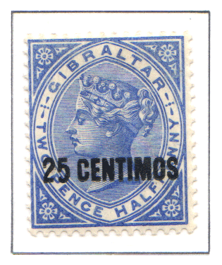1889  QV Overprint 25c (2d)